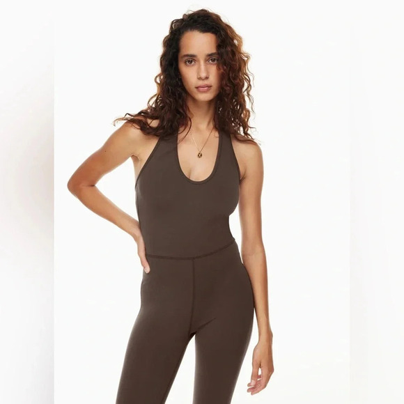 Wilfred Free Brown Caramel LOOK Halter Top Athletic Jumpsuit L - Picture 2 of 8